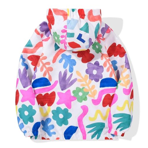 Image of SUNDAY ROSE Girls Windbreaker Jackets Lightweight Water Resistant Coat Outwear with Hooded for Kids