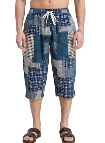Short d'été hawaïen en lin léger bermuda homme à cordon et poche respirant