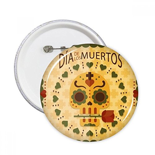 Badge crâne rose Jour des Morts Mexique XXL lot de 5 broches colorées pour customiser vos vêtements
