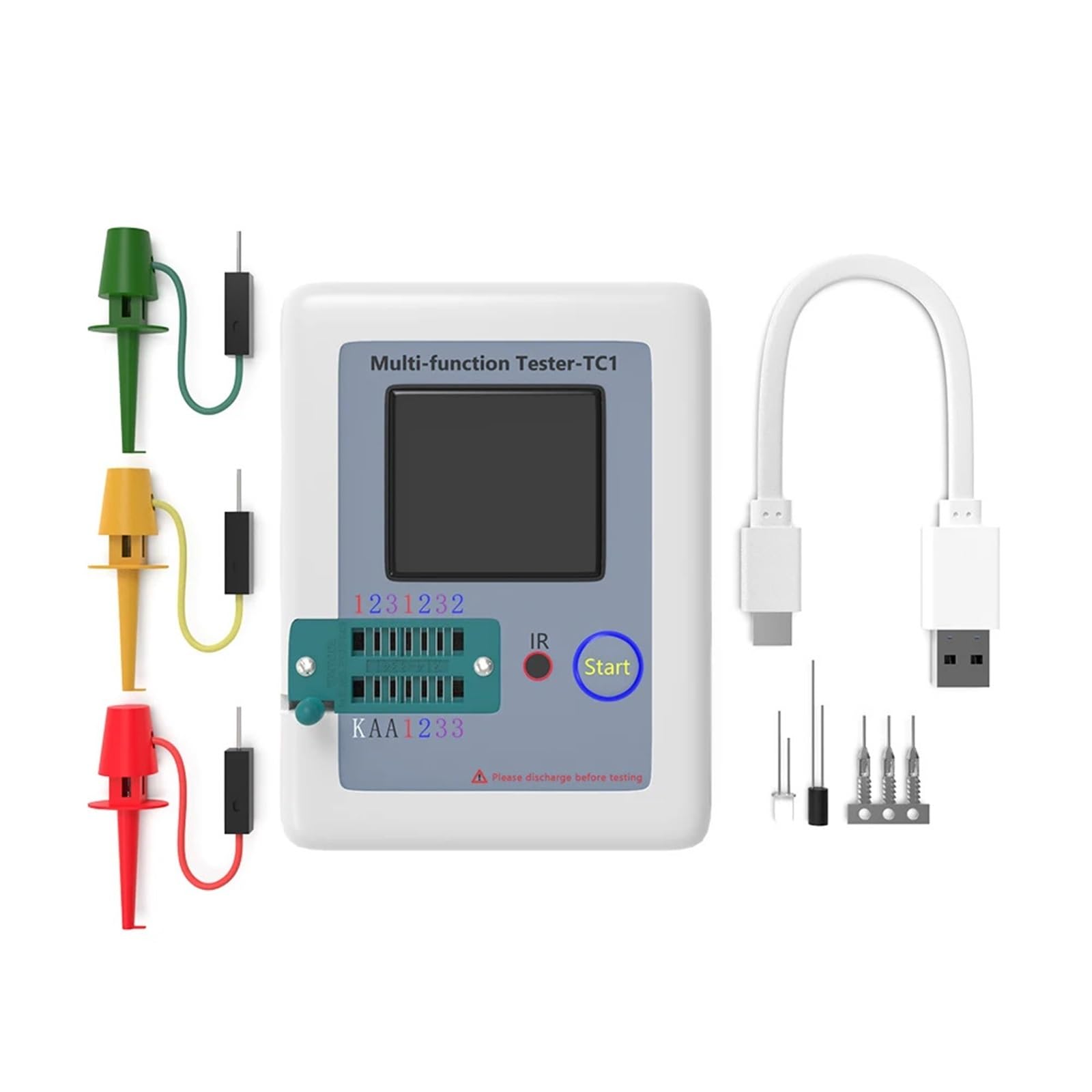 Medidor LCR Comprobador de condensadores ESR LCR Capacitancia Ohmímetro LCR-T7 LCR-TC1 GM328A transistores Multímetro MOS/PNP/NPN eléctrico(LCR-TC1)