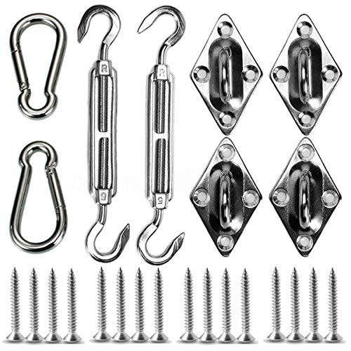 color tree 8 Piezas Acero Inoxidable Kit de Montaje para Toldo Kit de fijación Sun Shade Shade Accesorio de Hardware para jardín de toldos Cuadrados y Triangulares