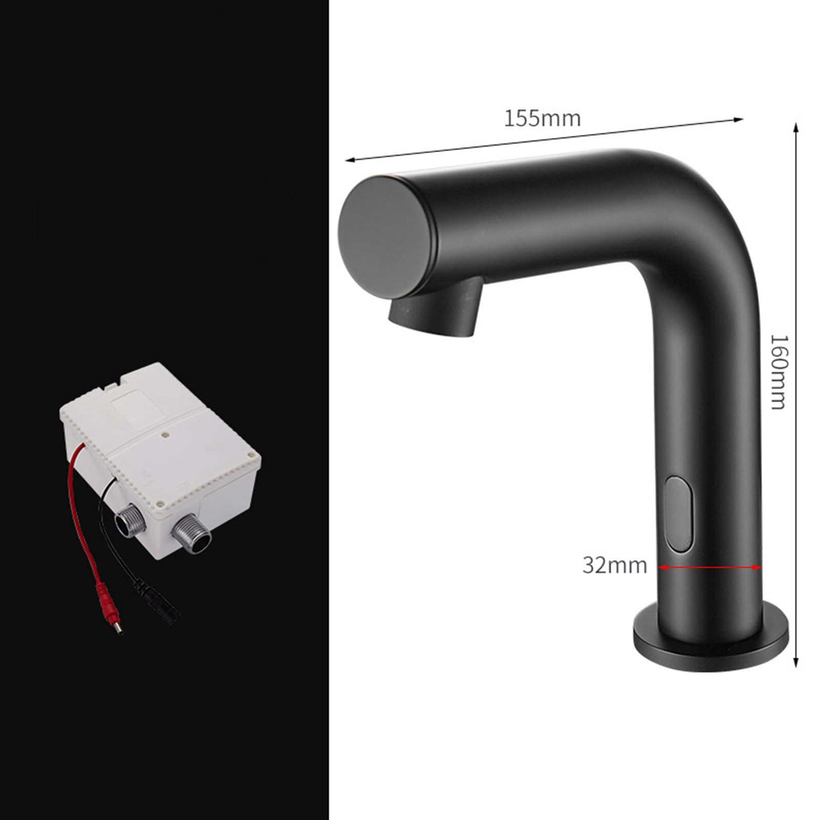 XJTNLB Robinet Sans Contact Noir Mitigeur Lavabo Salle de Bain Robinet Infrarouge Eau Froide Lave Main