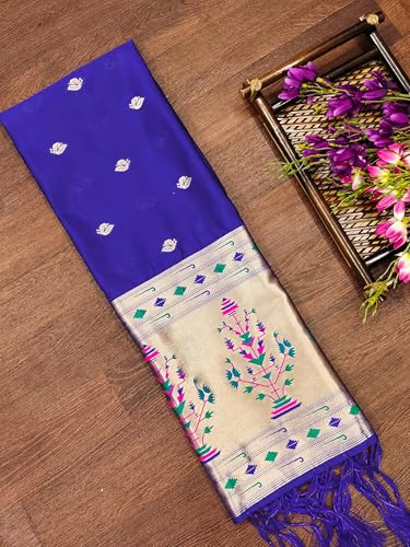 Image of DEVANGI Women's Woven Paithani Banarasi Silk Dupatta /Chunni For Women, Floral Print 1 Meter Wide and 2.3 Meter Length Printed Designer Dupatta /Chunni For Girls