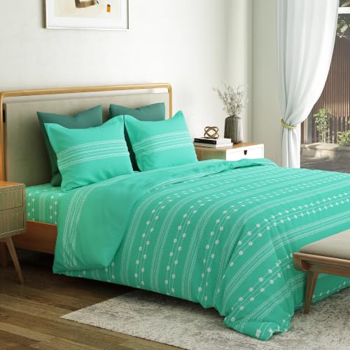 Image of Mytrident Bedsheet for Double Bed King Size |108 inch x 108 inch | Zari Sea Green