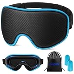 WAOAW Sleep Mask Blackout, Eye Mask for Sleeping - 3D Breathable Soft Comfortable， Adjustable Light Blocking Night Sleeping Mask（Blue）