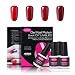 CLAVUZ Soak Of UV LED Gel Nail Polish,4pcs Burgundy Nail Polish Kit New Start Manicure Nail Art Kits Gift Sets