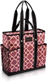 Canvas Tote Shopping Bag,Utility Teacher Nurse Organizer Handbag Bag DEMOMENT (Purple flower)