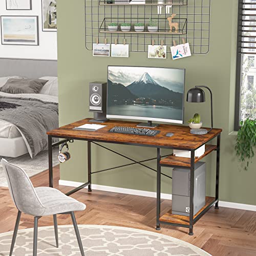Engriy Writing Computer Desk 47", Home Office Study Desk With 2 Storage Shelves On Left Or Right Side, Industrial Simple Style Wood Table Metal Frame For Pc Laptop Notebook #TOP6