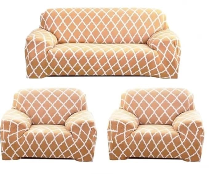 Image of HK Printed 5 Seater Sofa Cover Big Elasticity Cover Stretch Universal Sofa Slipcover 5 Seater (3 Seater Size 185-230cm and 1 Seater Size 90-145cm)