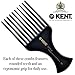 Kent SPC86 Black Salon-Style Professional Pick and Barber Comb - Afro Parting Comb for the Care of Curly and Thick Hair - Sleek style comb,Anti-Fatigue with a Rubberized Professional Finish