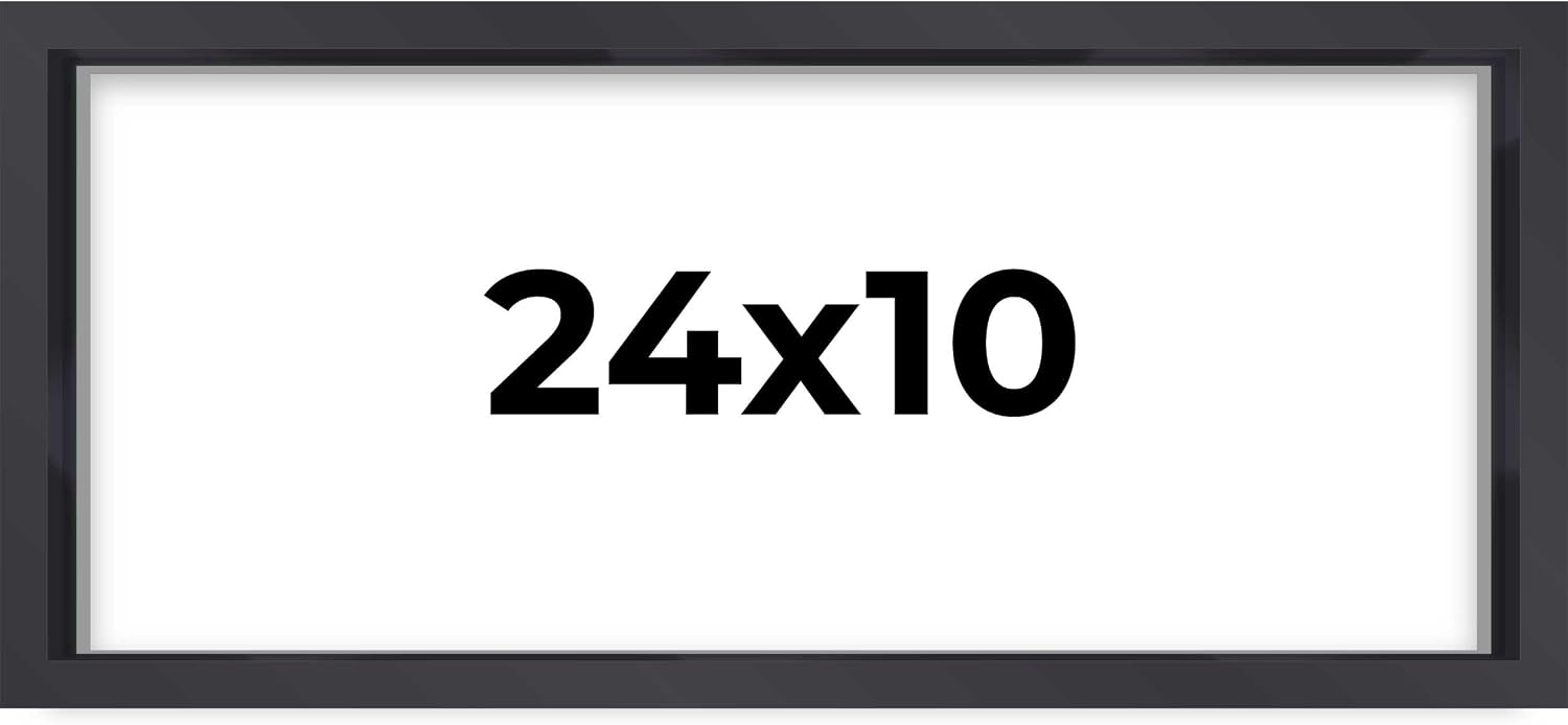 Poster Palooza 10x24 Shadow Box Frame Contemporary Black | 3/4" Depth of Usable Space| Interior Size 10x24 or 24x10 Inches| UV Resistant Acrylic, Acid-Free Backing, Wall Hangers | Made in USA