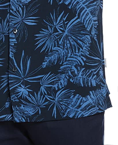 Cubavera Men's Viscose Leaf Print Challis Shirt, Dress Blues, Large #TOP2