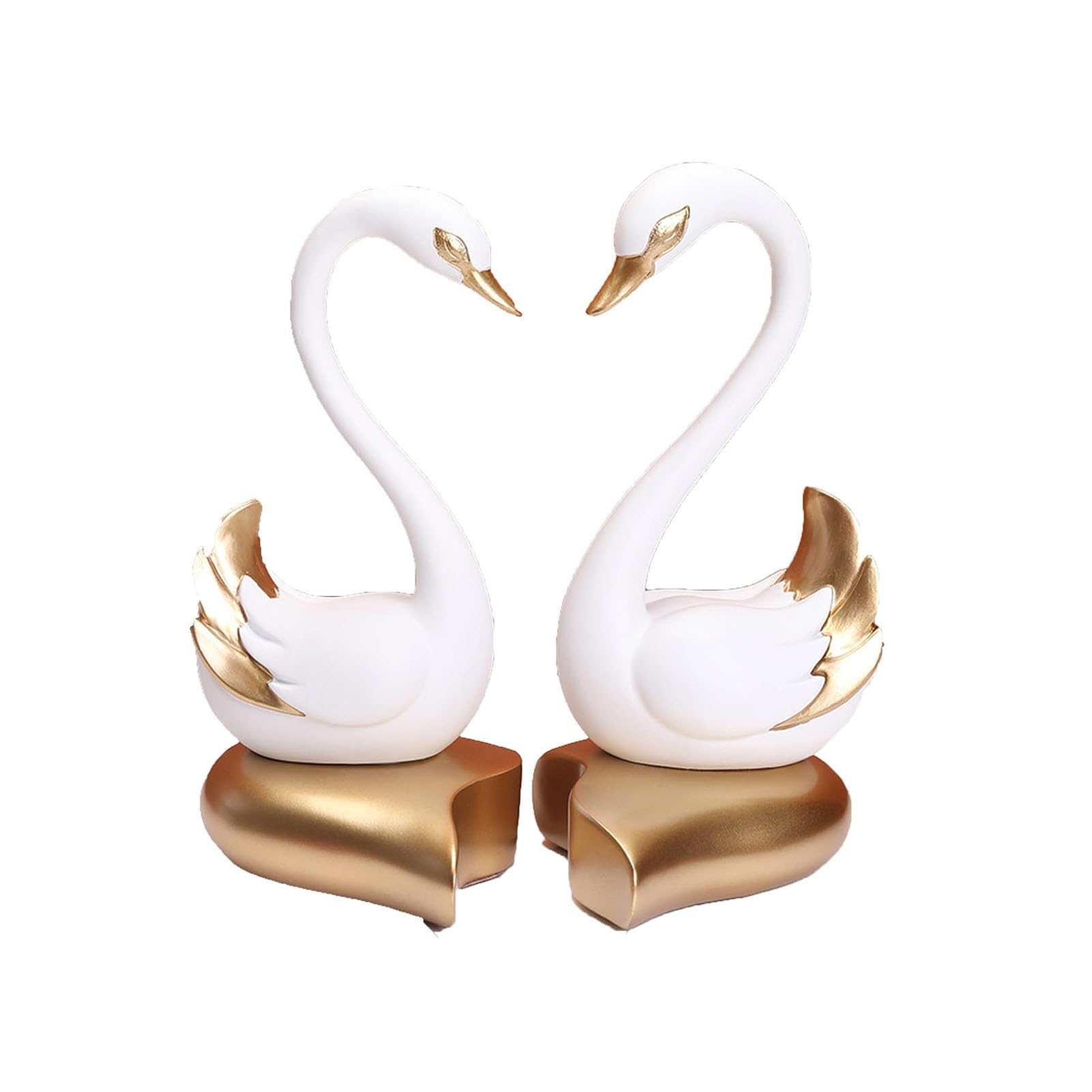 JOUFNING 2PCS Lovers Art Statu- Couple Lover Decoration Figurine, Swan Desktop Abstract Collection Sculpture, Shelf Decor Accessories for Gifts Animal/Office/Home(White)
