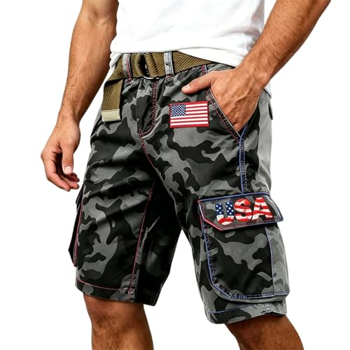 Pantalones cortos cargo gráficos para aventuras de camping y paseos urbanos de verano