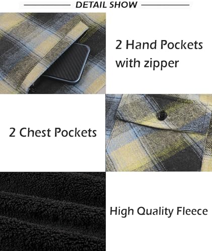 Image of SCODI Mens Flannel Hooded Jacket Fleece Sherpa Lined Zip Up Plaid Hoodies | Machine Wash, Outdoor Activities, Office, Casual, Warm Thick Shirt Jackets, Winter Coat, Heavyweight Sweatshirt, 4 Pockets
