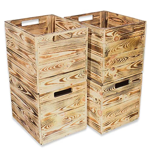 Moooble 4 Neue geflammte Holzkisten | 32x37,5x32,5 cm | Kiste für IKEA Kallax Regal mit schöner Holzoptik für mehr Ordnung und Deko Faktor (4) Cover