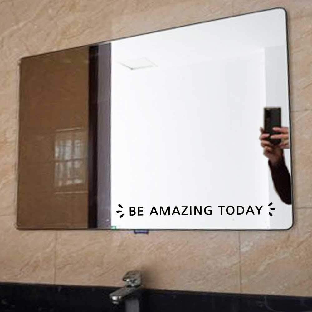 Be Amazing Today Mirror Decal, Inspirational Vinyl Mirror Sticker for Bathroom Vanity, Cute Self Love Quote Wall Decor for Girls Teens Women, Aesthetic Room Decor, 13 x 1.3 Inch