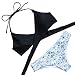 MOOSKINI Womens Push-up Bikini Set Two Piece Halter Bathing Suits Swimsuit (S, Black)