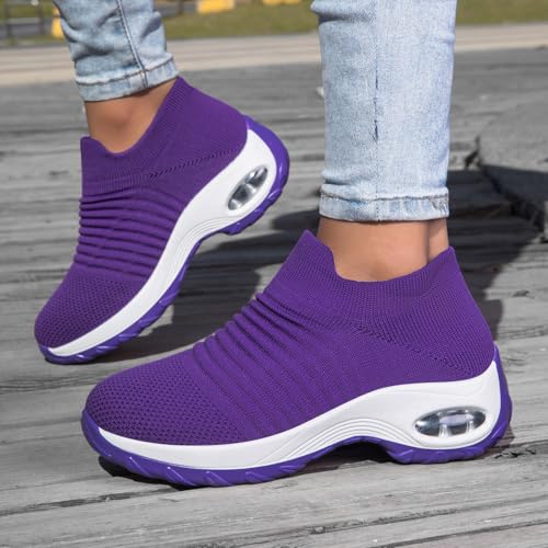 Image of Non Slip Work Shoes Women, Slip On Sneakers Women,Work Shoes Walking Gym Nurse Mesh Casual Fashion Sneakers Comfort Breathable Lightweight