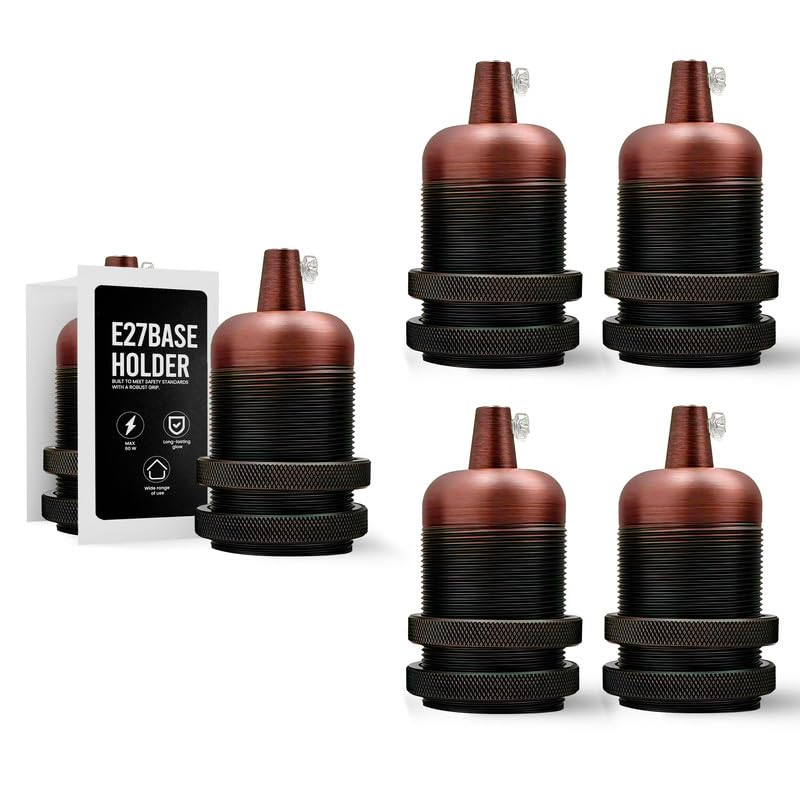 LEDSone Light Socket E26/ E27 Solid Bulb Socket, Ceramics Lamp Holder Pendant Light Adaptor E27 Bulb Light Socket for DIY Pendant Light Wall Light - Suitable for Lampshades - 5Pcs