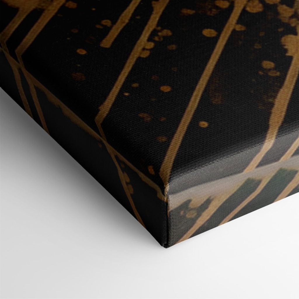Canvas for Living room. Exploding Elegance: A Universe of Power in Gold and Black, 27 x 18 inch Canvas Wall Art - Ready to Hang - 69x46 cm (27x18 inch)