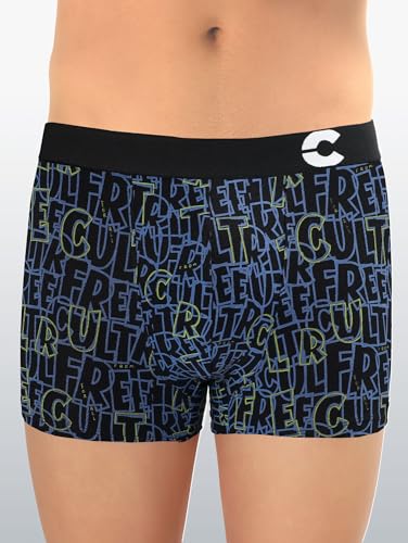 Image of Freecultr Men's Cotton Stretch Printed Trunks | Soft Breathable Innerwear with Stylish Logo Waistband | Comfort Fit Trunks for Everyday Wear
