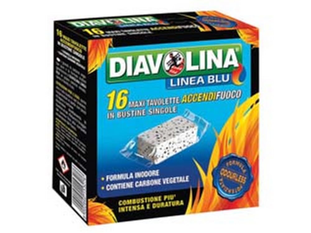16PZ DIAVOLINA ACCENDIFUOCO LIGNITE - conf. 16 tavolette maxi Nextradeitalia