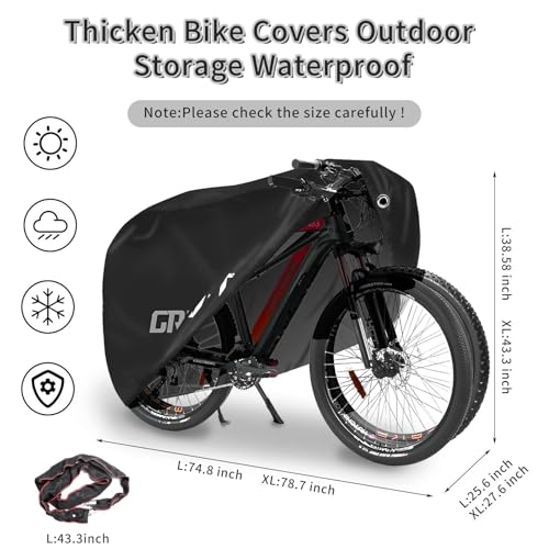 GRITRIVAL Bike Covers Outdoor Storage Waterproof It has Three Colors and Two Sizes The Bicycle Cover is Equipped with a Bike Rack Chain Lock - Thumbnail 2