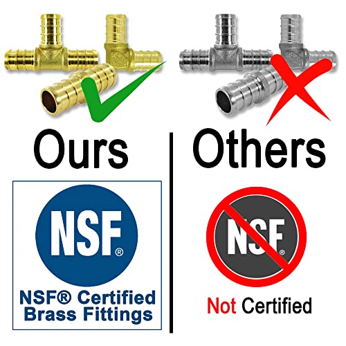 (30 Pieces) 1/2" Brass Pex Fittings For 1/2 Inch Pex Pipe (10 - Elbow, 10 -Tee, 10 - Coupler/Straights) Kit For Domestic Water And Radiant Heating, Dzr And No-Lead Brass Crimp Cinch System Pex Guy #TOP7