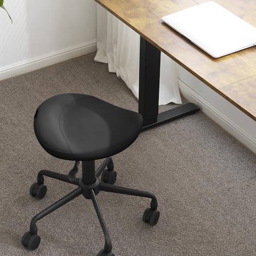 DR.LOMILOMI Ergonomic Saddle Seat Adjustable Pneumatic Hydraulic Drafting Swivel Rolling Stool Chair for Medical Hygienic SPA Massage Salon Home and Office - Hilo 508 (Black, Standard)