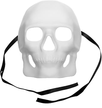 Halloween Skull Full Face Mask Masquerade Day of the Dead - White