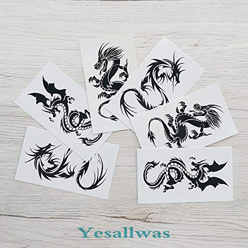 Small Dragons Temporary Tattoos Stickers For Kids Women Men Girls 6 Sheets, Fake Dragon Lovely Tattoos Paper Body Sticker Set Party Favors,Waterproof And Long Lasting Body Tattoos By Yesallwas (Set 1) #TOP2