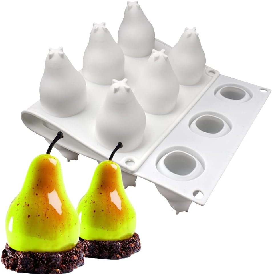 Silicone Mold Baking Pan Non-Stick Baking Pastry Chocolate Cake Dessert DIY Decoration Tools (Pear U_11.8x6.8x0.2 inch)
