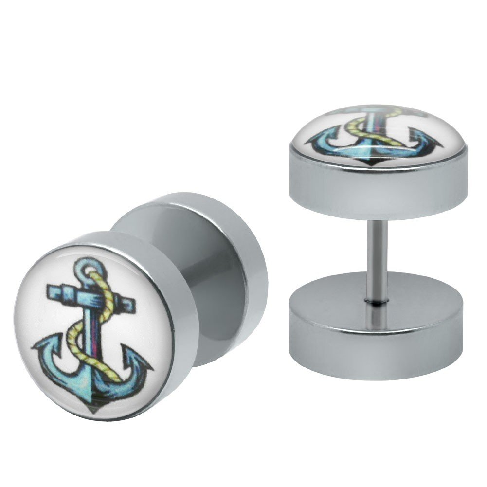 CHICNET Fake Plug Piercing Ohrstecker - Wikinger Vegvisir Design Mit Schraubverschluss