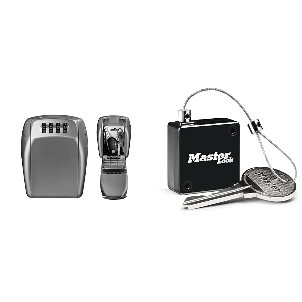 Master Lock Boite à Clés Sécurisée + Câble Rétractable [Produit certifié] [Fixation Murale] - 5415EURD - Select Access Partagez Vos Clés en Toute Sécurité