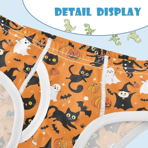 visesunny Boys Potty Training Underwear Orange Magic Cat Pumpkin Breathe Cotton Briefs Size 2T-8Y for Toddler4