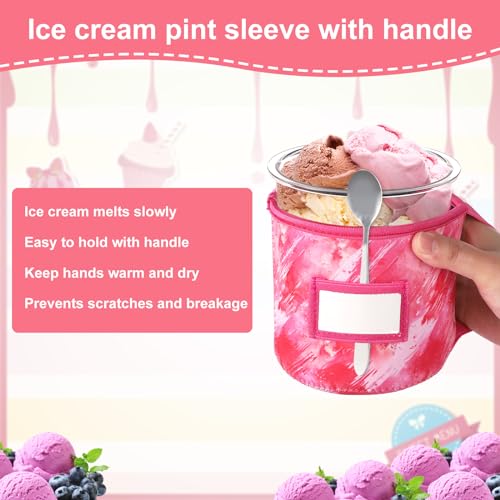 image for lasuroa 2pcs Ice Cream Neoprene Sleeves, Tie-Dye Prints Reusable Insul