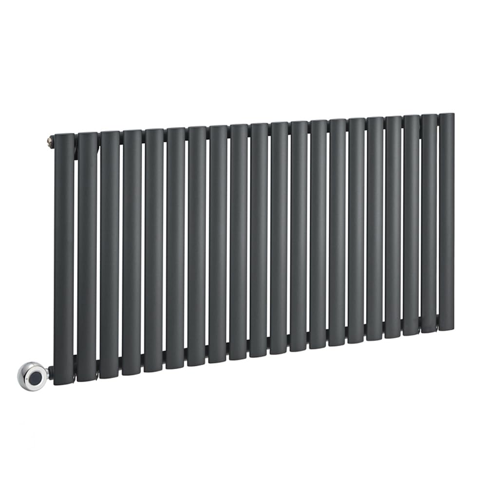 Milano Anthracite Aruba 1200W Horizontal Single Oval Panel Wifi Electric Radiator - 635Mm X 1180Mm