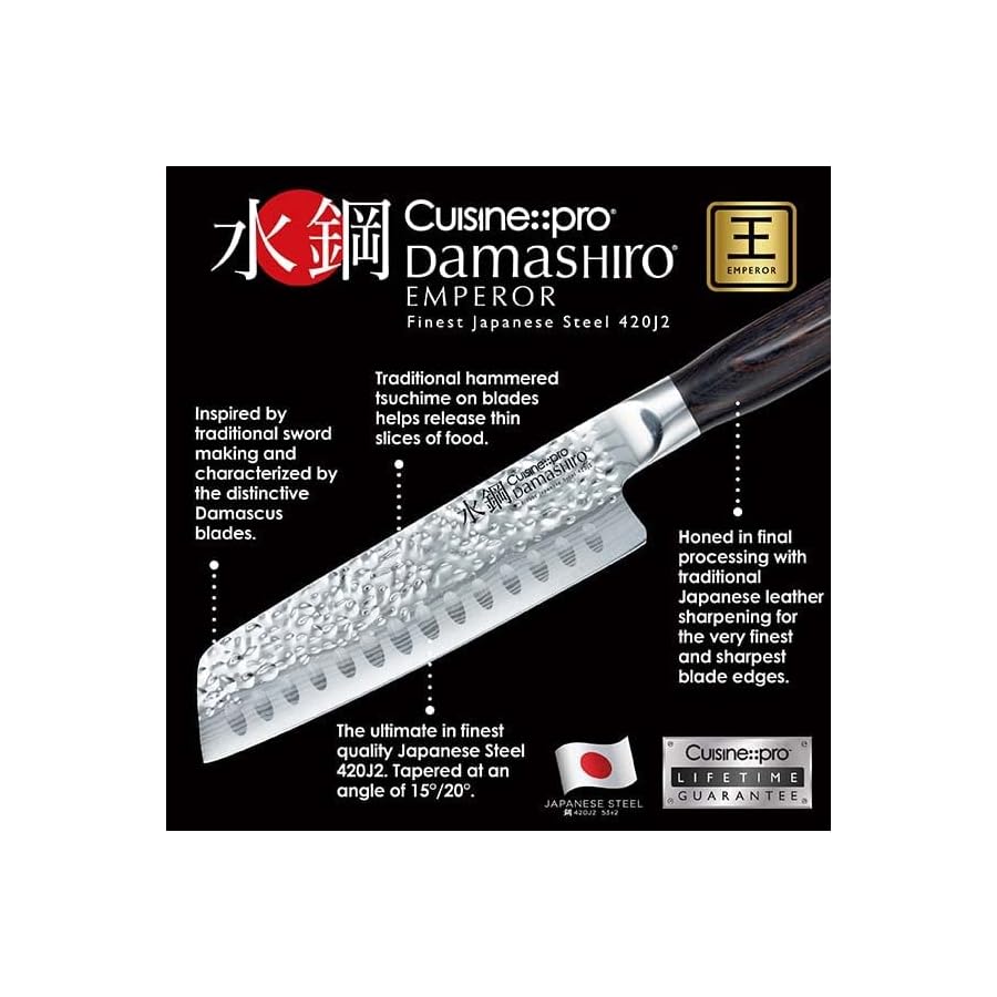 Cuisinepro-Damashiro-Emperor-65-Inch-Cleaver-Knife-Japanese-Cleaver-for-Precise-Cutting-Ergonomic-Handle-Hammered-Tsuchime-Style-Butcher-Knife CUISINE::PRO® Damashiro Emperor 6.5 Inch Cleaver Knife - Japanese Cleaver for Precise Cutting - Ergonomic Handle - Hammered Tsuchime-Style Butcher Knife