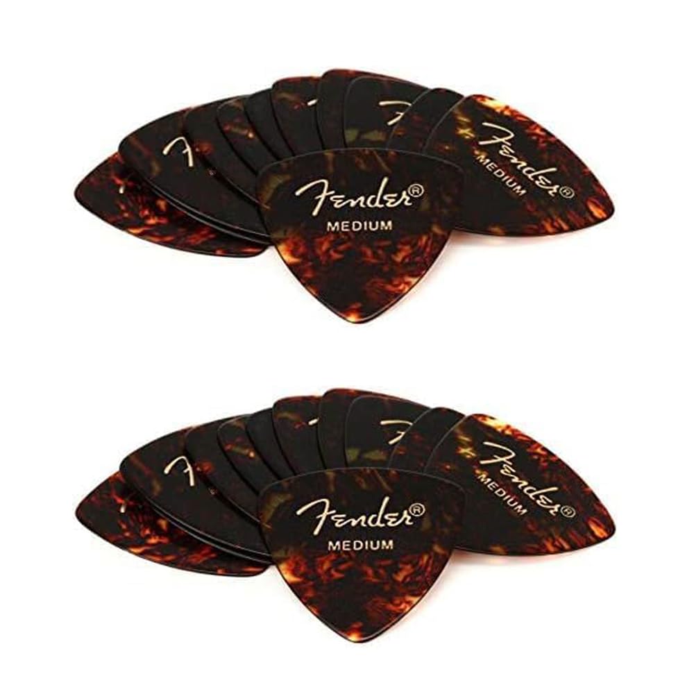 Fender Classic Celluloid Guitar Picks 351 Shape, Tortoise Shell, Heavy, (24-Pack)