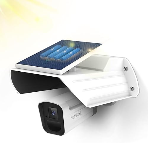 Cubierta de cámara de seguridad para exteriores con panel solar – Protector impermeable contra el sol/la lluvia y protector de reflejos para cámaras