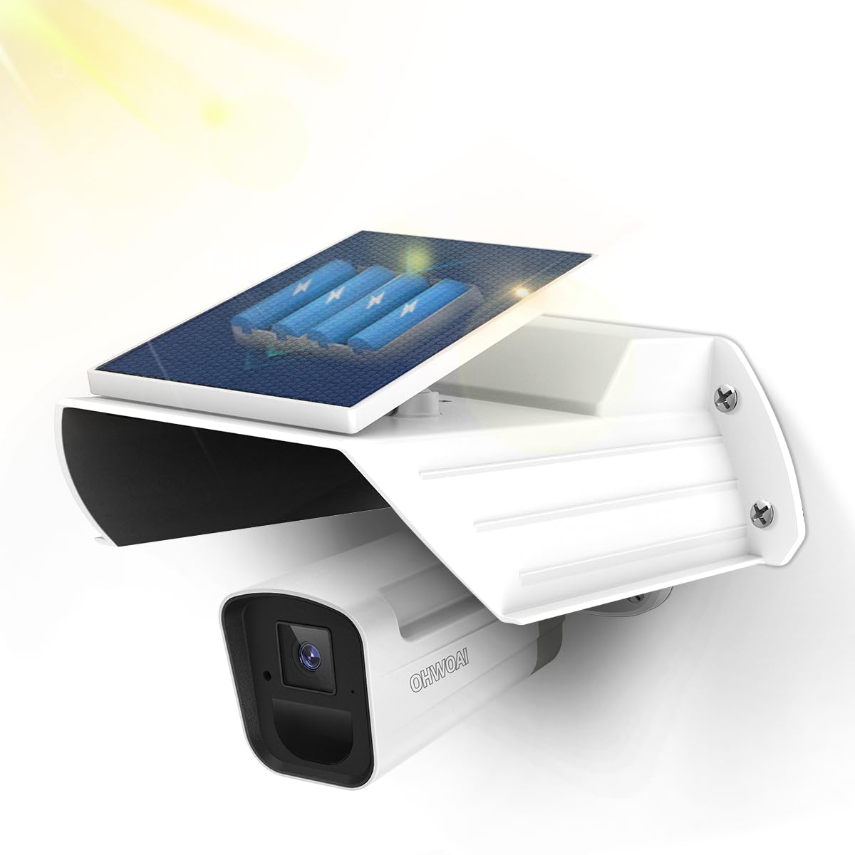 Outdoor Security Camera Cover with Solar Panel – Waterproof Sun/Rain Shield & Glare Protector for Surveillance Cams