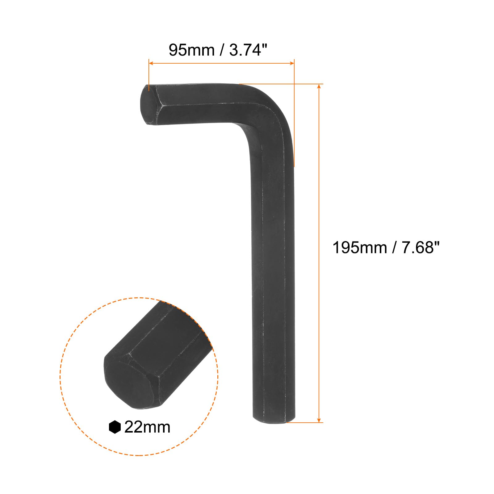 HARFINGTON Sechskantschlüssel L-Form 22 Mm – Chrom-Vanadium-Stahl, Schwarz, Für Heimwerker-Reparaturen