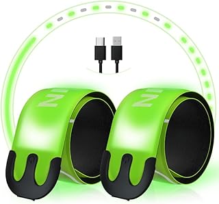NI-ONE Rechargeable LED Armband 2-Pack，Reflective Running Lights for Night Safety, High Visibility LED Wristband Lights fo...