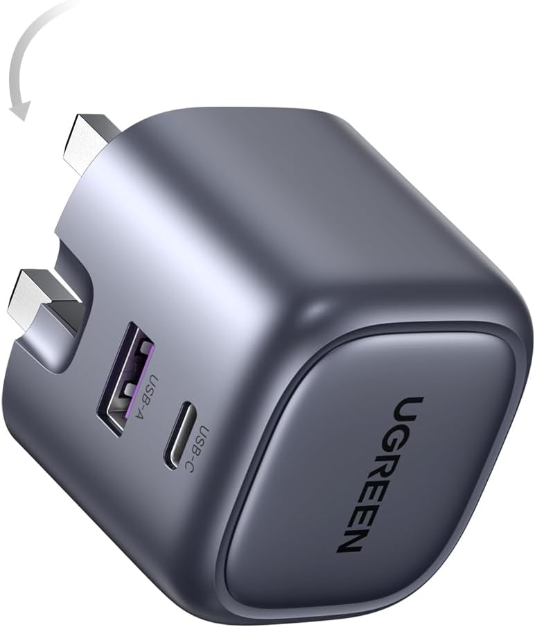 UGREEN USB C Charger PD 35W USB C Plug Nexode 2-Port Compact Fast Charger Plug Foldable GaN Charger Compatible with iPhone 17/16/15/14/13/12, Galaxy S10-S25 Series, Pixel 9/8/7/6