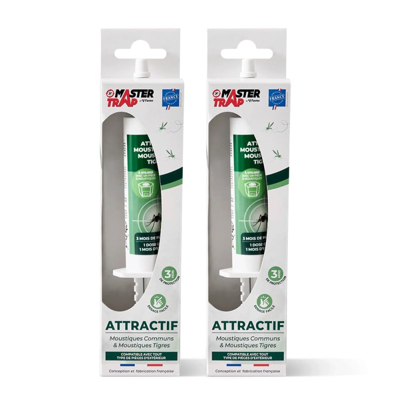 MASTER TRAP BY FAVEX - Lot de 2 recharges Anti-moustiques - Pour pièges Extérieurs Master Trap - 2 recharges pour 6 mois de protection - Solution pour attirer moustiques - 2x30g