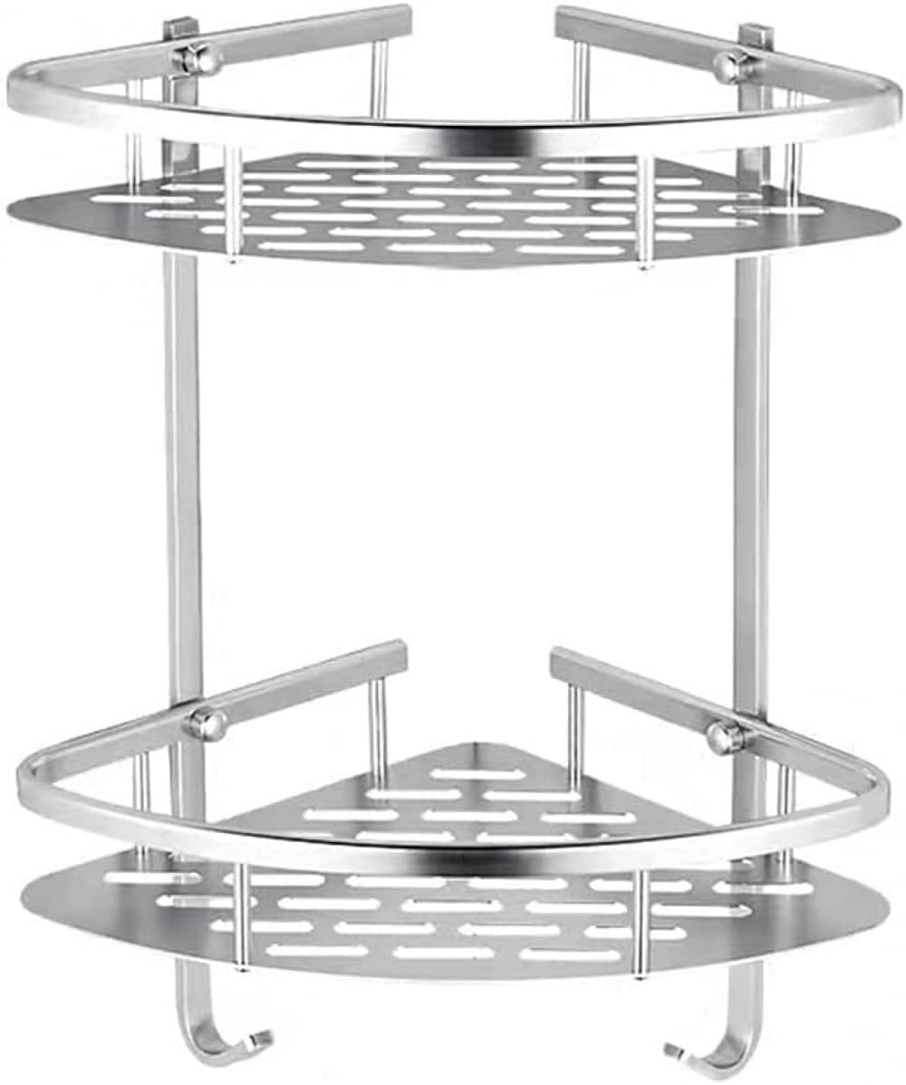 ZJHFFFG Corner Shower Shelf Shower Wall Caddy Bathroom Shelf Organiser Aluminum Shower Rack Shampoo Holder Bathroom Storage Baskets