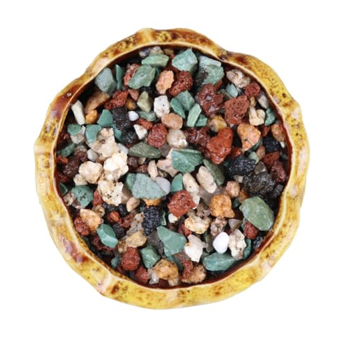 MEETOZ Mix Horticultural Lava Rock Pebbles-Decorative Landscaping Gritty Rocks, Pumice Potting Soil Amendment, Additive for Succulent, Cactus Bonsai, Vase Fillers, Terrarium, Fairy Gardening, 2.2lb