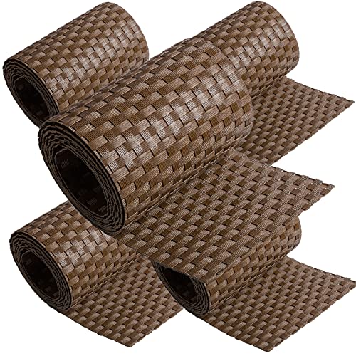 5 x Poly-Rattan Sichtschutzstreifen für Doppelstabzaun Doppelstab Matten Flechtzaun 19|255 cm Braun