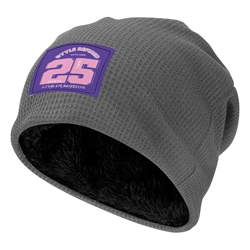 Bonnet de ski gris à pompon avec doublure polaire chaude pour adulte